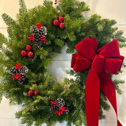 Wreath 22" with bow & hook